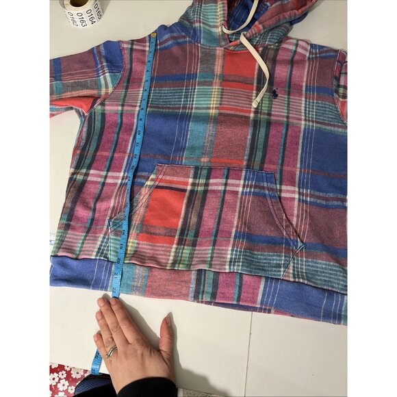 Polo Ralph Lauren Plaid Multicolour Hoodie Girls Size L or Women's M - Picture 9 of 9